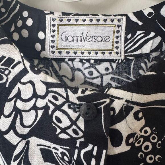 Vintage 80’s Gianni Versace Puff Sleeve Girls Dress Black & White - Picture 5 of 10